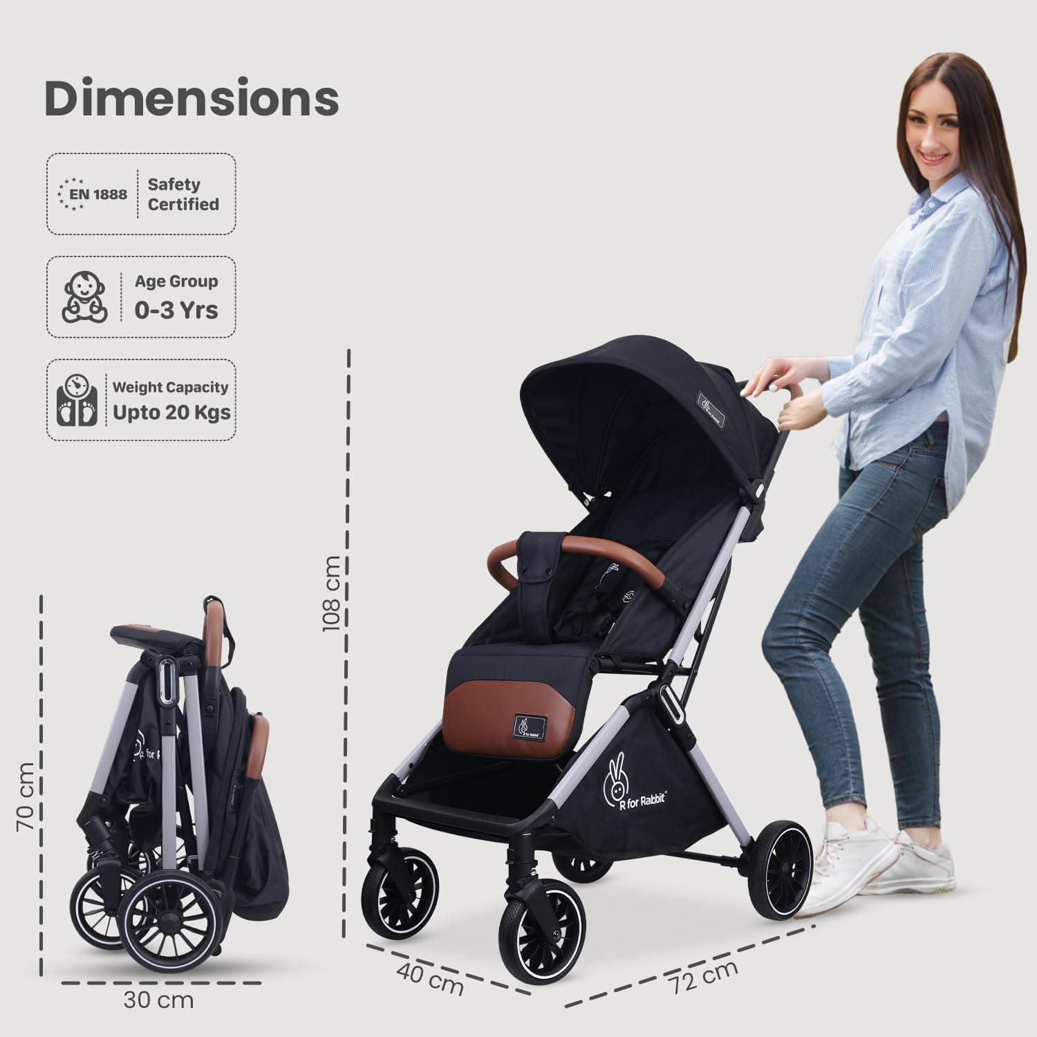 R for Rabbit Auto-Fold Stroller - View 3